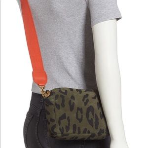 Clare V. Midi Army Leopard Leather Shoulder Bag